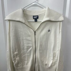CHASE Lands' End Zip-Up Sweater in Cream